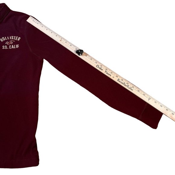 Hollister Shirt Women's Long Sleeve Quarter Button Up Embroidered Pullover Red M - Picture 6 of 13